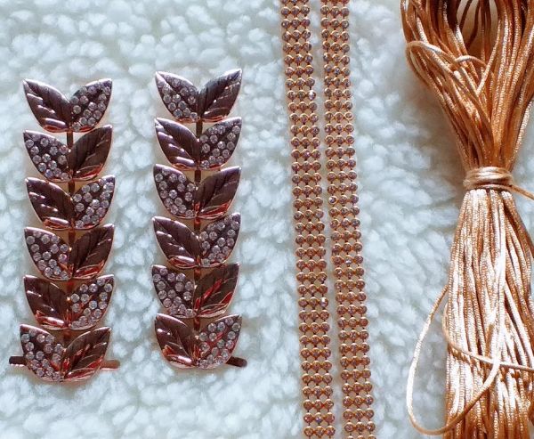 Kit cabedal folha lisa strass