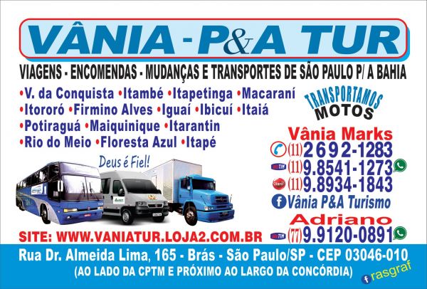 3ª: 01 Passagem Ida de Ônibus de São Paulo para a Bahia, Poltrona nº 03 (Janela)