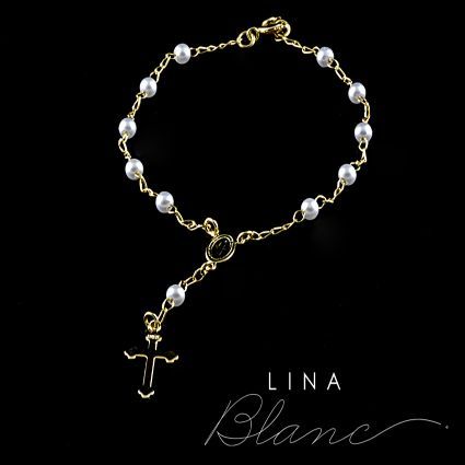 Pulseira rosário com pérolas PU 00115