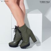 1-Ankle Boot com meia pata feminina- bota cano curto salto tratorada TORRICELLA