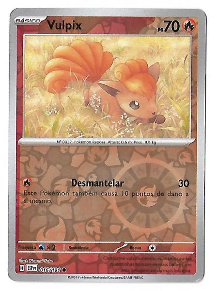 Pokemon Vulpix Reverse Foil Escarlate e Violeta Fagulhas Impetuosas