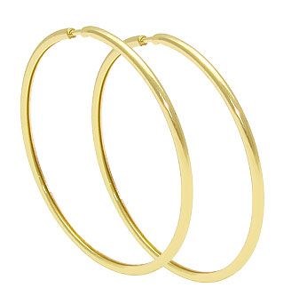Brinco de argola tubular fino folheado a ouro - BS2410