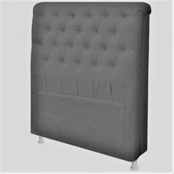Cabeceira Solteiro Paris 90 Veludo Chumbo 1704 SR Cabec