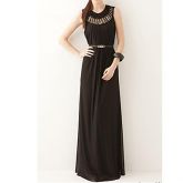 Gola redonda da Mulher Corte de vestido sem mangas #01330927