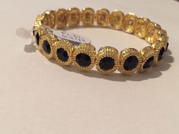 Pulseira Dourada Cristal Preto