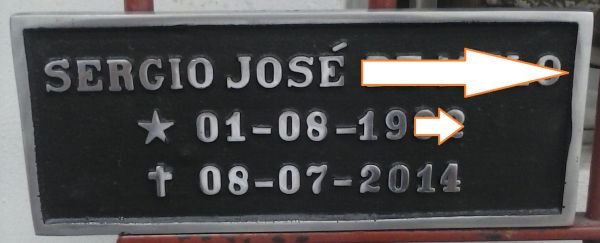 Placa em Alumínio,10x25 Nomes e Datas.