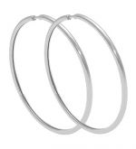 Brinco de argola tubular fino folheado a prata - Cod: BS2410 P