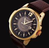 Relógios Pulseira De Couro Quartz Aço inoxidável Dial Sports Watch CURREN 8123 Analógico Com Data