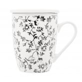 Caneca de Porcelana Super White com Tampa e Filtro Tiny Flowers 340ml - Lyor