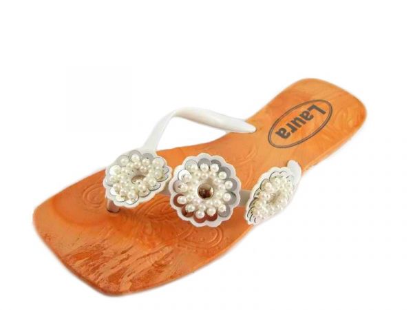 Rasteirinha 3 Flores Pérola Branca