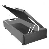 Base Bau Solteiro 88x188x40 Suede Cinza SR Movelaria
