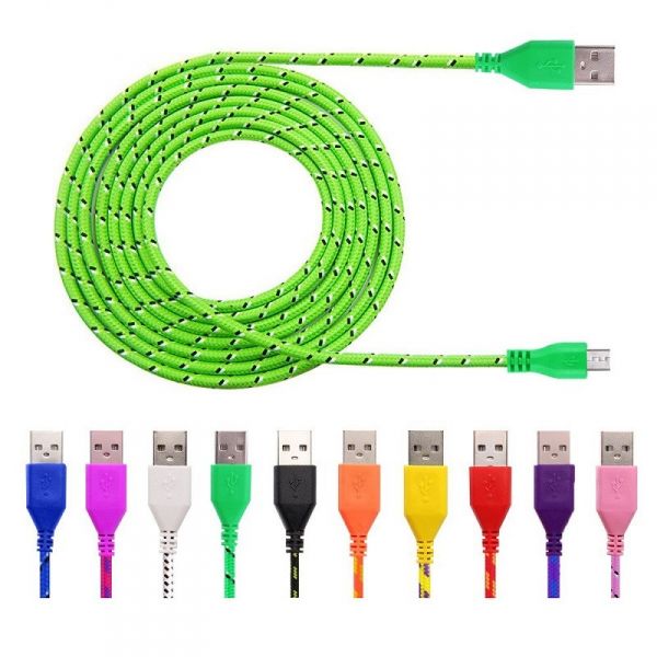 Cabo de Dados USB Corda Micro USB V8 1 Metro Multe Color