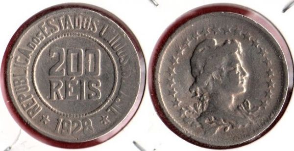 V100 - 200 Réis 1928 - Tiragem 782.000-