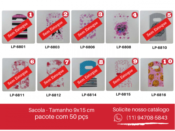 Sacola P/ presente 1- 9x15 PT C/ 50 pçs