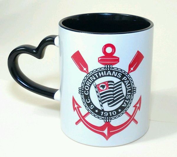 Caneca coração 325 ml interior e alça preto