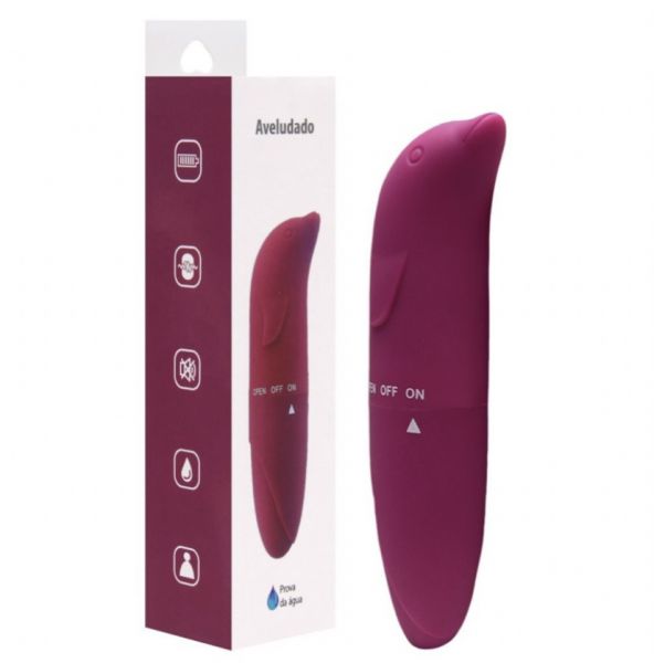 VIBRADOR PONTO G AVELUDADO COM FORMATO GOLFINHO COR VINHO SEXY IMPORT