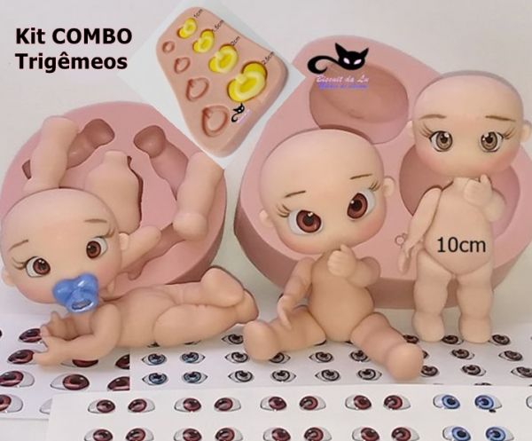 kit Combo trigêmeos c/ olhos resinados