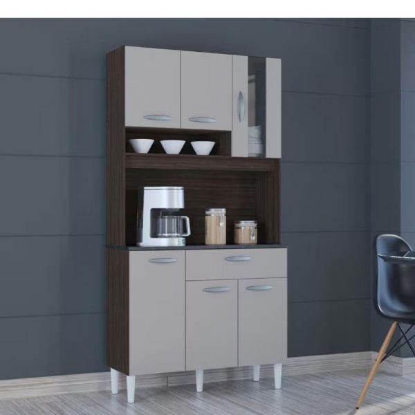 A563.Kit Cozinha Coral 6P1G 90 Chocolate.Off White Poquema
