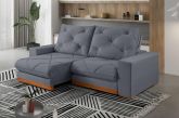 Estofado Retratil Reclinavel Buzios 250 2x100 Brc 25cm Veludo Inca Grafite 10 Idealle
