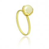 Anel folheado a ouro c/ pérola acrílica de 8 mm - AN0572