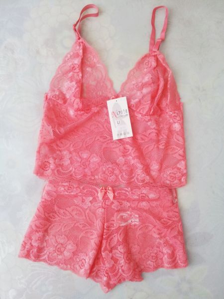 Conjunto Renda Comfort Rosa Salmão