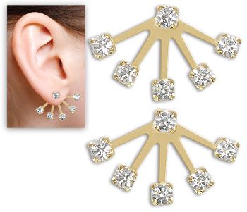 Brinco folheado a ouro, contendo 12 pedras de strass no par - Cod: BS2461