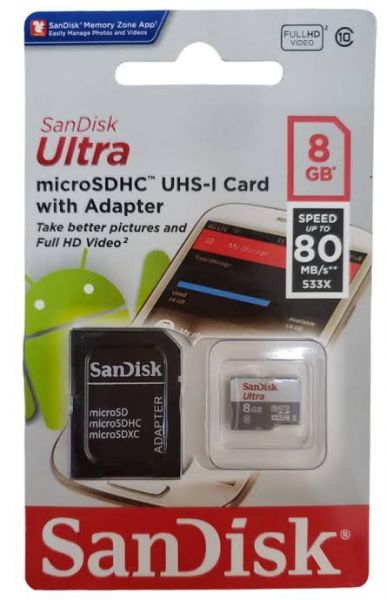 Cartao De Memoria Sd Sandisk 8gb