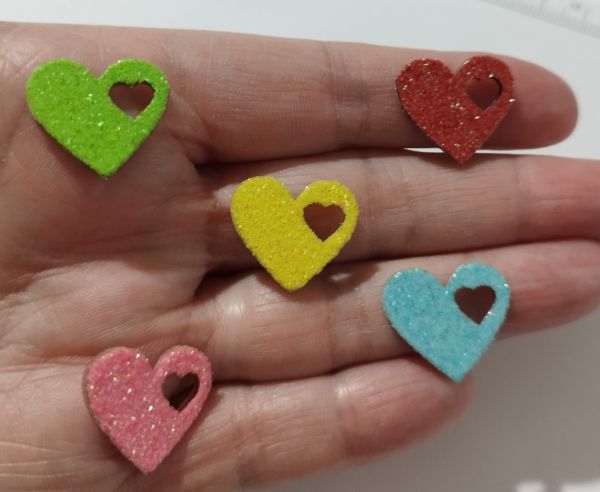 Coração Neon Colorido (120 Adesivos)