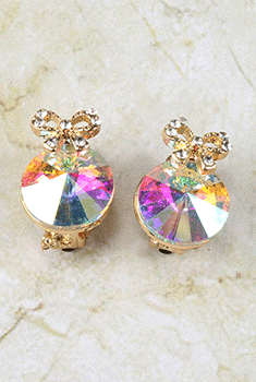 Bow & Gem Clip On Earrings