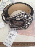 Cinto Serpente Cinza com Fivela Prata Velho c/ Strass