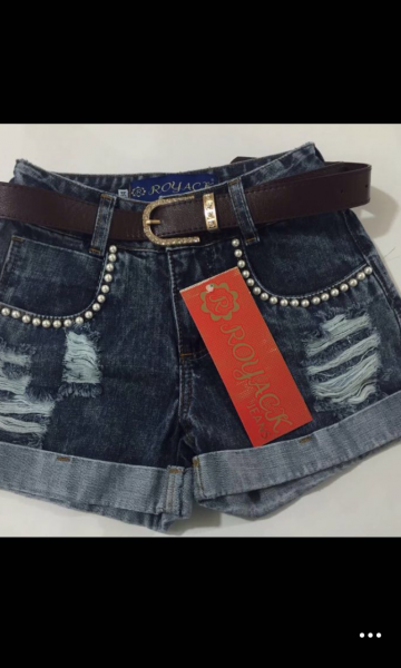 ♡ Short Jeans Com Cinto Feminino Lycra Coleção