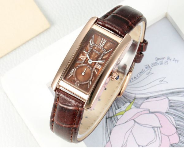 Relogio Feminino De Pulso Mecanico Pulseira De Couro Marrom