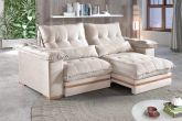 Estofado Retratil Reclinavel Leblon 250 2x100 Molas Ensacadas Veludo Inca Bege Claro 02 Idealle