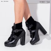 1-Ankle Boot com meia pata feminina roqueira- bota cano curto salto TORRICELLA inverno luxo