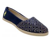 Sapatilha Alpargata Polo Ralph Lauren Azul Marinho e Dourado