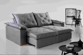 Estofado Retratil Reclinavel Leblon 250 2x100 Molas Ensacadas Veludo Inca Grafite 814 Evidence