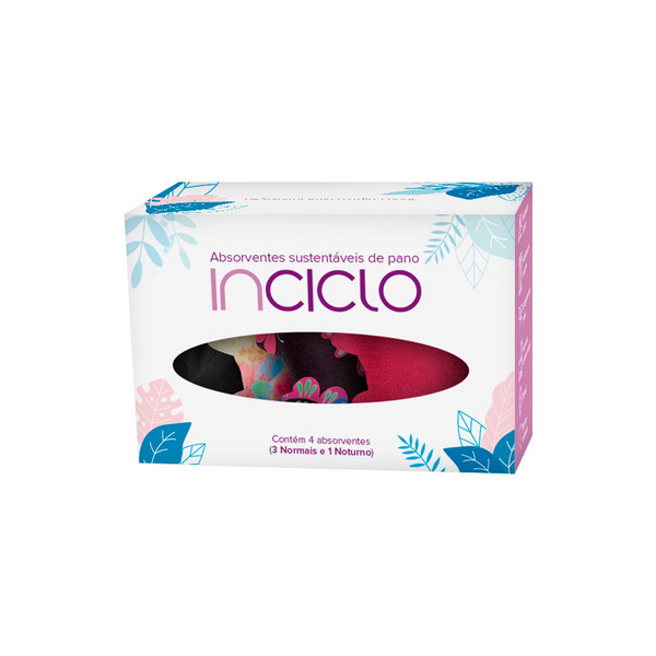Kit Absorventes Reutilizáveis Inciclo (3 normais e 1 noturno)