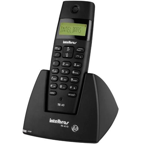 Telefone s/ Fio DECT 6.0 c/ Identificador de Chamadas - TS40ID Preto- Intelbras