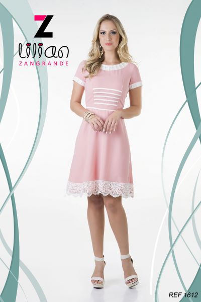 REF- 1612 VESTIDO EM CREPE DE RENDA