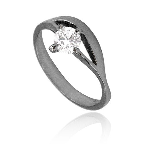 Anel de cálice c/ banho onix e pedra de zircônia - AN0373O