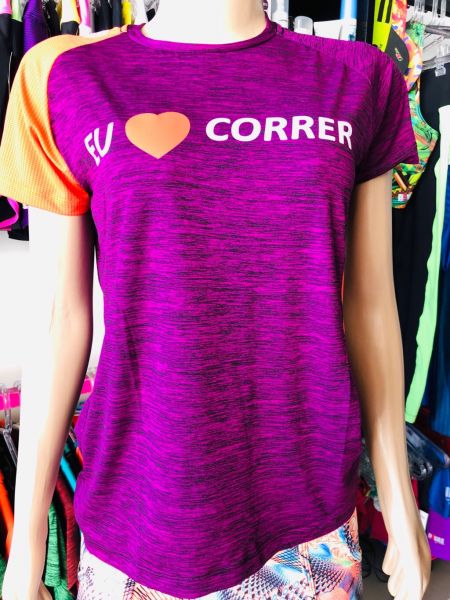 Blusa baby look eu amo correr