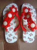 Chinelo Com Tecido com Flor de Fuxico