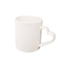 Caneca branca alça de coração 325ml.importada AAA