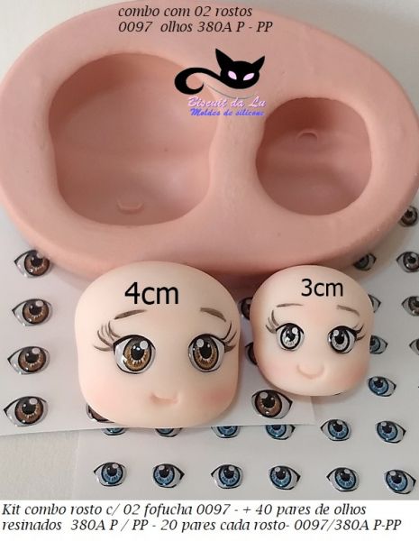 kit combo boneca fofa 1136 + 40 p olhos resinados 380A P /PP