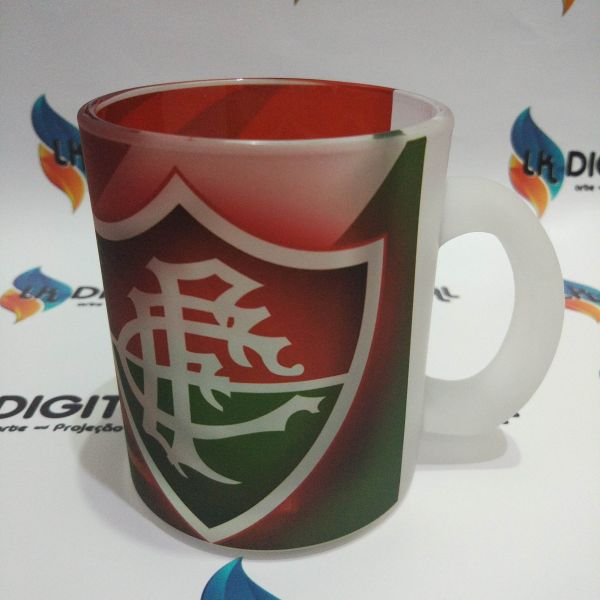 #001 Caneca de vidro jateada