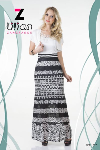 REF- 1617 VESTIDO LONGO EM RENDA C/ FORRO E BOLERO