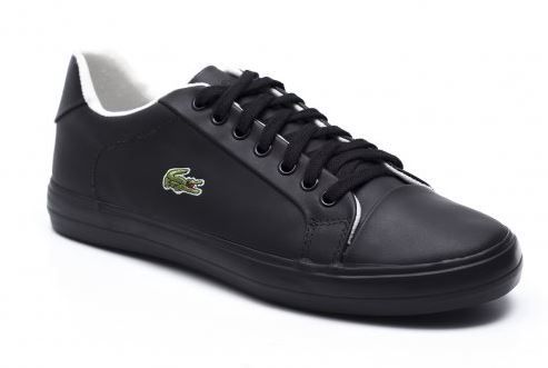 SAPATENIS LACOSTE COURO NAPA PRETO C/ SOLA PRETA - LS-081