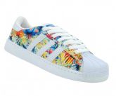 Tênis Adidas Superstar Branco e Floral Azul (Nacional)