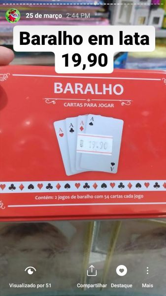 Baralho com 2 jogos de 54 cartas na lata