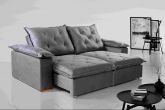 Estofado Retratil Reclinavel Leblon 210 2x80 Molas Ensacadas Veludo Inca Grafite 814 Evidence